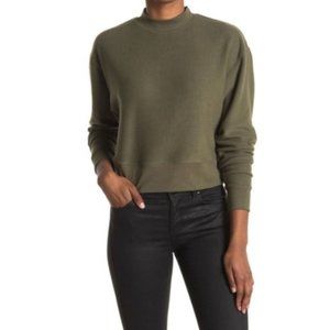 NWT Abound Olive Night Mock Neck Long Sleeve Cropped Fleece Pullover Small
